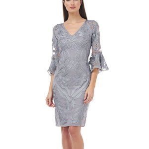 NWT JS Collections Soutache Illusion Sleeve Dress smokey gray size 2